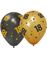 6 stk Jubileumsfeiring Ballonger 30 cm - Svart og Gull