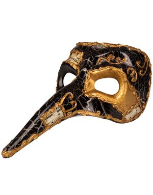 SVART Venetiansk "Zanni" Maske Med Lang Nese