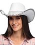 Hvit Cowboyhatt med Sølv Paljetter