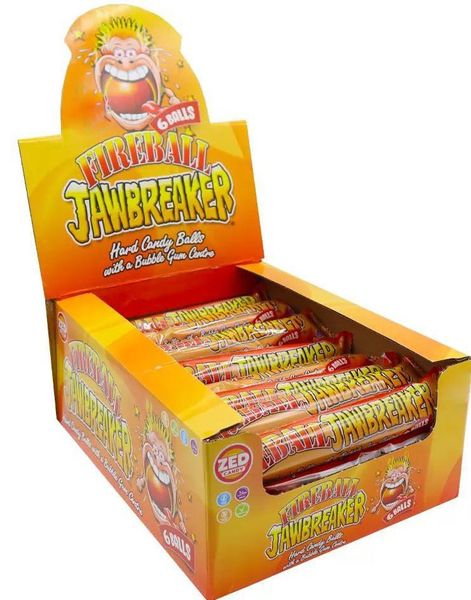 40 stk 4-pk Zed Jawbreaker med Het Fireballsmak og Kjerne av Tyggegummi 1320 g - Hel Eske