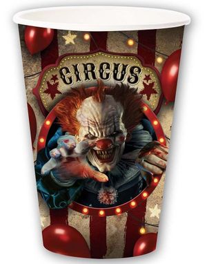 6 stk Pappkopper med Horror Sirkus Motiv 355 ml
