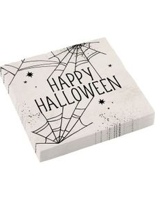 16 stk. Happy Halloween Servietter med Spindelvevmotiv