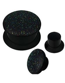 Glitter Away Green - Svart Piercing Plugg
