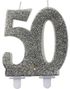 Glitrende 50 års Bursdagslys Sølv - 10 cm