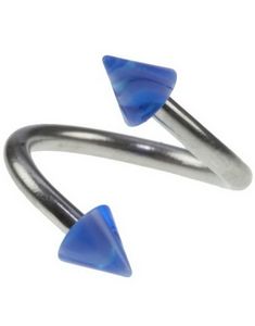 Curve Øyenbrynspiercing med Blå og Hvite Spikes - 1.2 x 8 mm