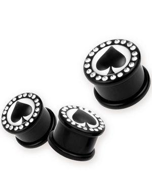 Spar Rammet Inn med Klare Stener - Svart Piercing Plugg
