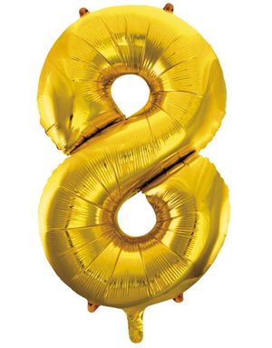 Tallet 8 - Gullfarget JUMBO Folieballong 86 cm