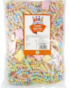 2,25 kg Kingsway Candy Watches - STOR Pose med 100 stk Godteriklokker