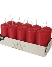 10 stk Røde Kubbelys 9x4 cm