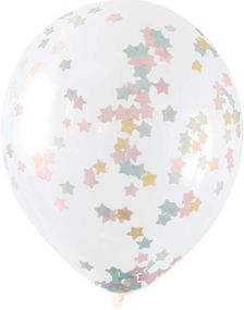 5 stk 30 cm Gjennomsiktige Ballonger med Pastell Stjerne-Konfetti