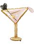 Cocktailglass Folieballong i Gull og Rosa 126x93 cm