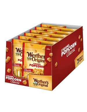 12 stk Werthers Original Caramel Popcorn - Popcorn med Karamell - Hel Eske 1,68 kg