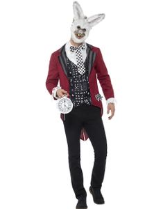 Scary White Rabbit Herrekostyme med Maske