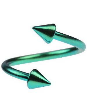 Curve Grønn Øyenbrynspiercing med Spike Kuler - 1.2 x 10 mm
