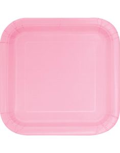 14 stk Firkantede Lys Rosa Papptallerkener 22 cm
