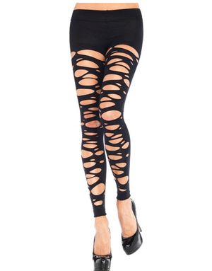 Torn Up Look - Svarte Tights