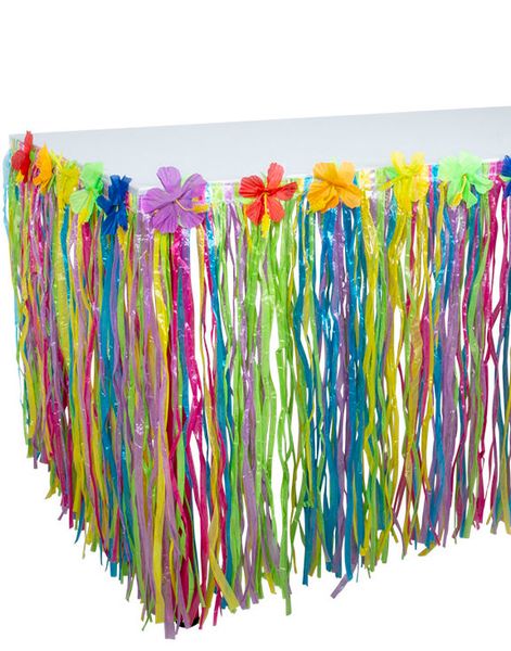 Flerfarget Hawaii Bordskjørt med Blomster 300x75 cm