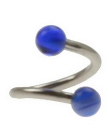 Curve Øyenbrynspiercing med Blå og Hvite Kuler - 1.2 x 8 mm