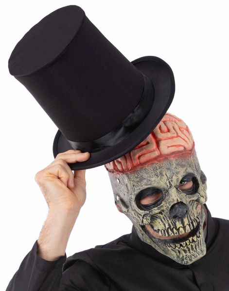 Heldekkende Latex Skjelett/Zombiemaske med Eksponert Hjerne og Bevegelig Kjeve