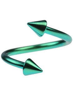 Curve Grønn Øyenbrynspiercing med Spike Kuler - 1.2 x 10 mm