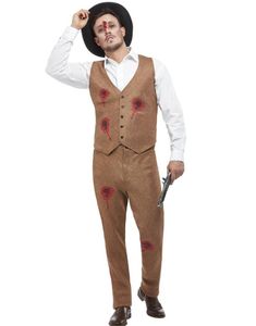 Komplett Clyde Zombie Gangster Kostyme med Hatt