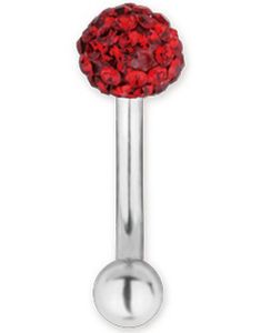 Glitter Ball Rød - 1.2 x 8 mm Øyenbrynspiercing