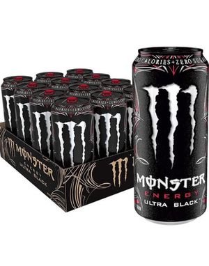 12 stk Monster Energy Ultra Black 500 ml Energidrikk - Helt Brett (Sukkerfri)
