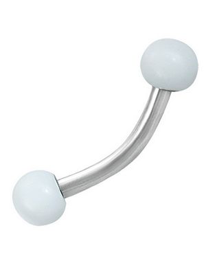 Banana Øyenbrynspiercing med Runde Hvite Kuler - 1.2 x 8 mm