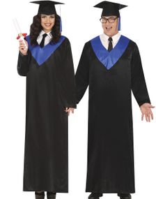 Svart og Blå Eksamens Kappe - Unisex Kostyme
