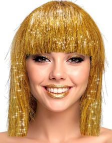 Gold Glitzy - Parykk med Glitter