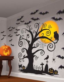 Halloween Dekorasjonsett med 2 Plakater og 32 Klistremerker 