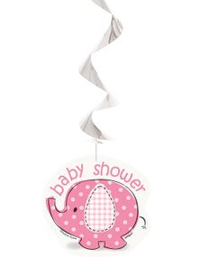 3 stk Hengende Dekorasjoner 65 cm - Babyshower Pink Elephant