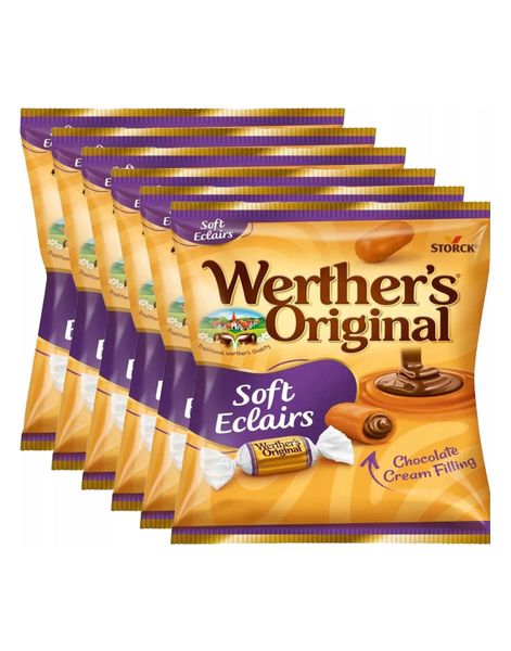 12 stk Werthers Original Soft Eclairs - Myke Karameller med Sjokoladefyll - Hel Eske 1,2 kg