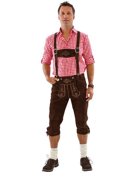 Deluxe Autentisk Brun Lederhosen i 100% Kvalitetskinn