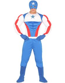 Captain America Inspirert Herrekostyme med Muskler