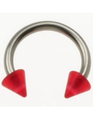 Rund Øyenbrynspiercing med Røde Spike Kuler - 1.2 x 8 mm