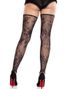 Blonde Netting Lårstrømper uten Fot med Tåhempe – Svart