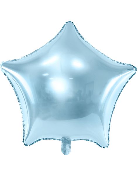 Stjerneformet Lys Blå Folieballong 48 cm
