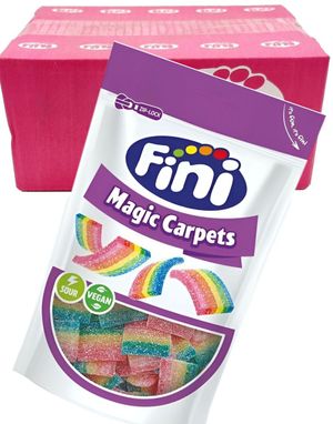 16 stk Fini Sour Magic Carpets - Sure Regnbuefargede Vingummimatter - Hel Eske 2,64 kg