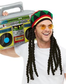 Rastafari Kostymesett med Hatt, Dreads, Briller og Radio
