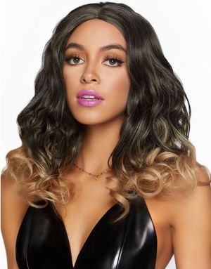 Lang Krøllete Bob Parykk med Ombre – Brun/Blond