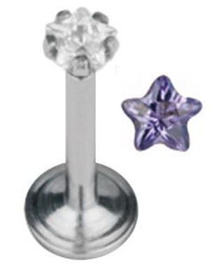 Labrett Piercing med Stjerneformet Lilla Sten