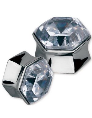 Sekskantet Piercing Plugg med Klar Diamant