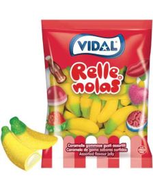1 kg Vidal Jelly Filled Bananas - Skumbananer med Gelefyll