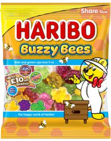 1806451200_1Haribo Buzzy Bees - Blomst- og Bieformede Skum- og Vingummi Godteribiter 140g
