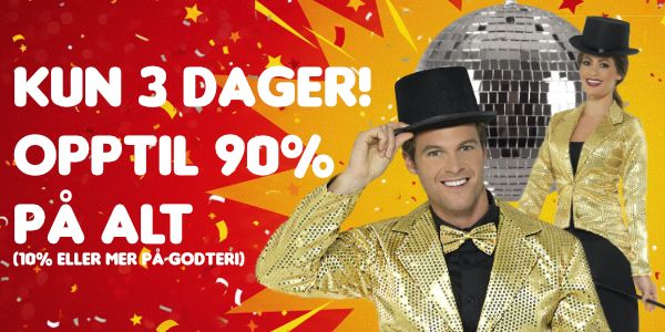 KUN 3 DAGER!: Opptil 90% PÅ ALT (10% eller mer på godteri)
