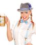 Grå Oktoberfesthatt med Blått Rutete Bånd og Fjær