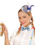 Grå Mini Oktoberfesthatt med Blått Bånd og Fjær