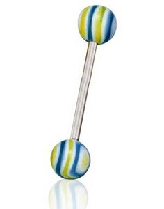 Stripete Blå/Grønn/Hvit Tungepiercing