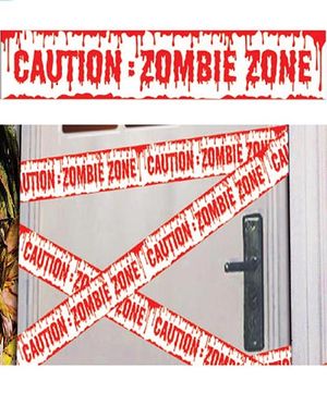 Caution Zombie Zone - Sperrebånd i Plast 6 meter